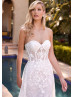 Strapless Beaded Ivory Lace Tulle Sheer Corset Wedding Dress